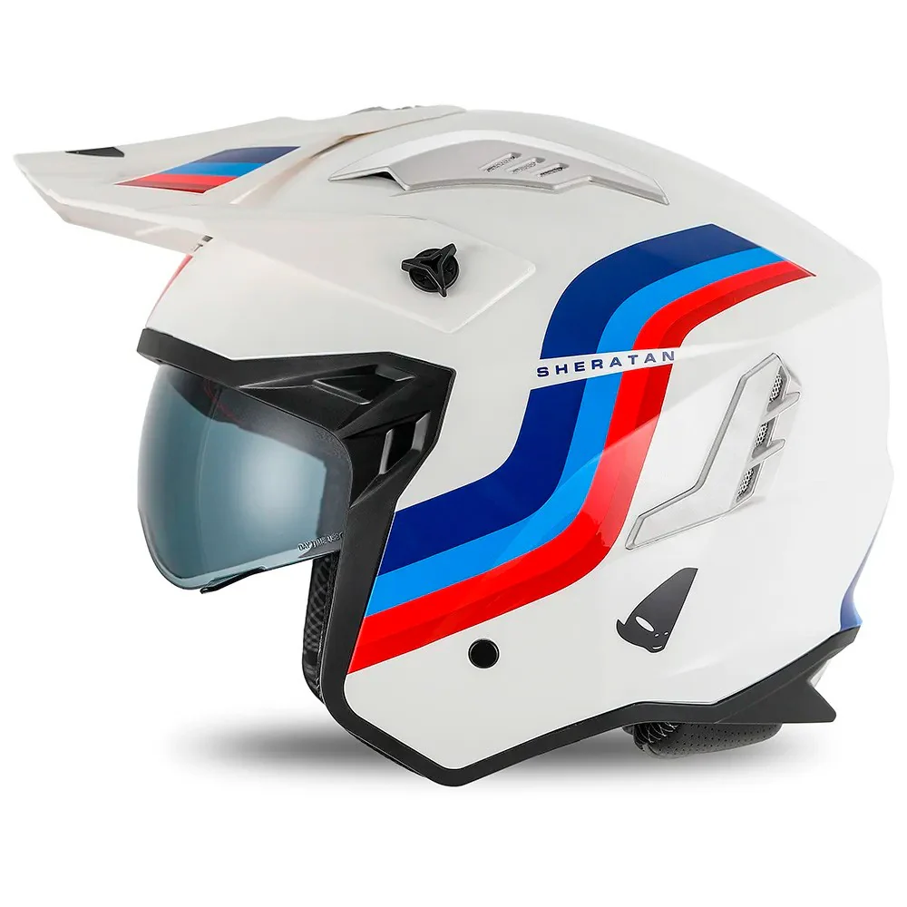 SHERATAN CROSS UFO JET HELMET WHITE / BLUE / RED