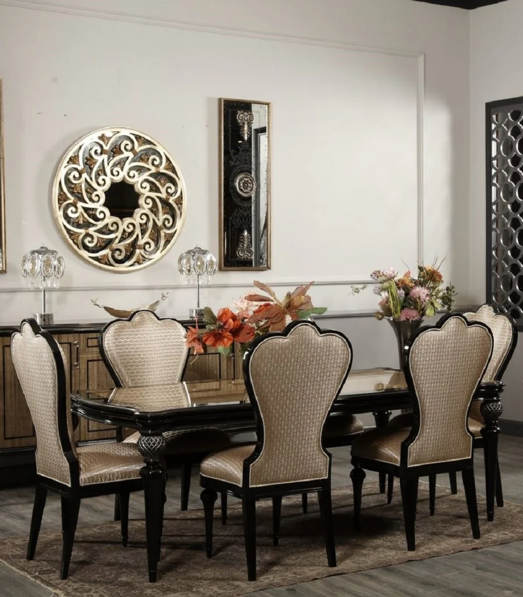 Luxury Baroque Dining Room Set Gold / Black - Handcrafted Baroque Dining Room Furniture