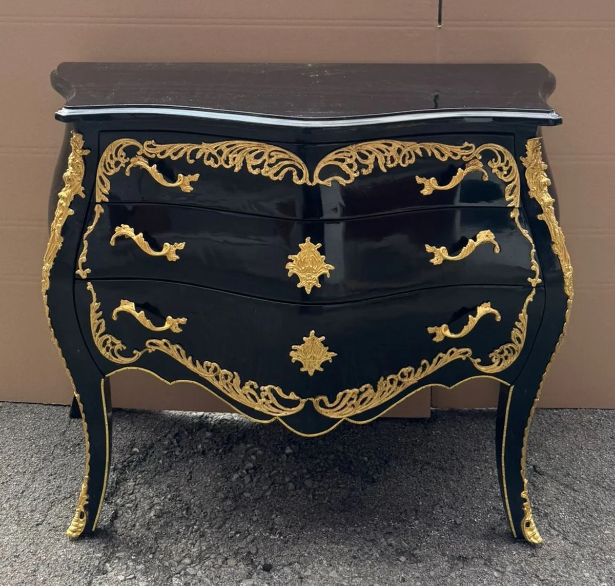 Baroque chest of drawers with 3 drawers black / gold 105 cm - Baroque furniture