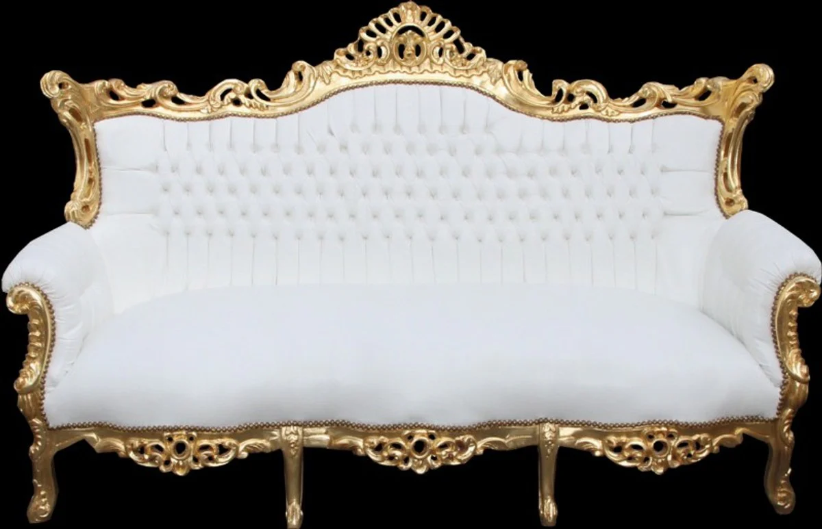 Baroque 3-seater sofa Master white / gold - antique furniture