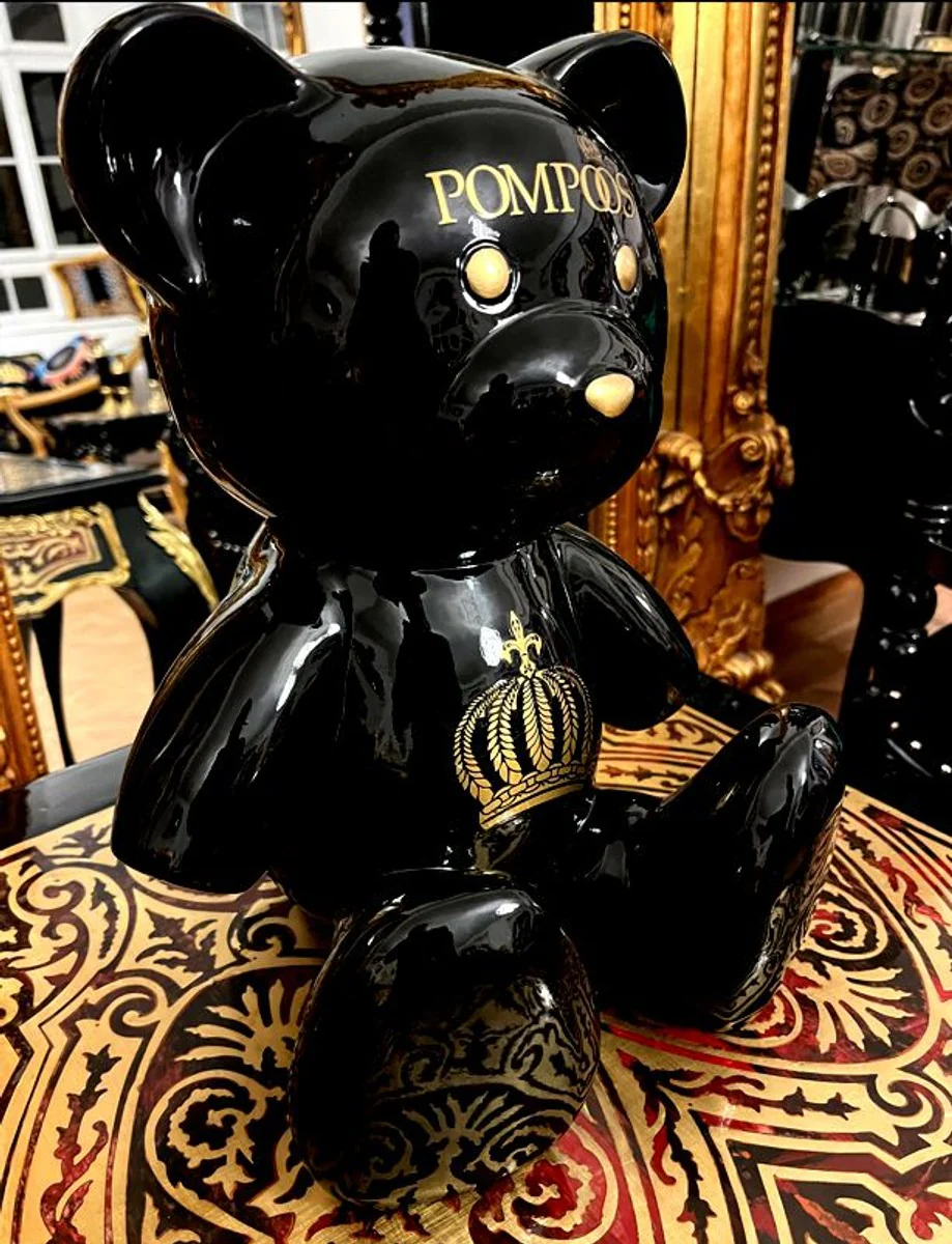 Harald Glööckler luxury designer decorative teddy bear sculpture Pompöös by black / gold - Glööckler decorative figure - designer decorative figure Teddy