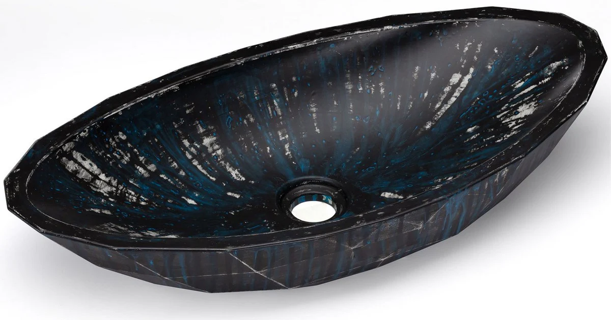 Luxury sink bowl black / white / blue 60.9 x 29.7 x H. 11.9 cm - Handmade concrete sink - Bathroom accessories - Luxury bathroom accessories