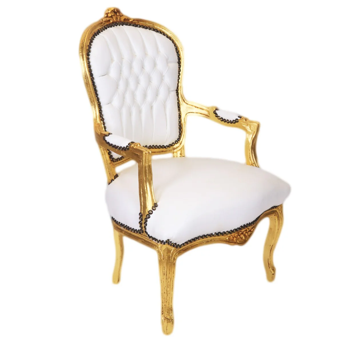Baroque Salon Chair White / Gold - Furniture Antique Style