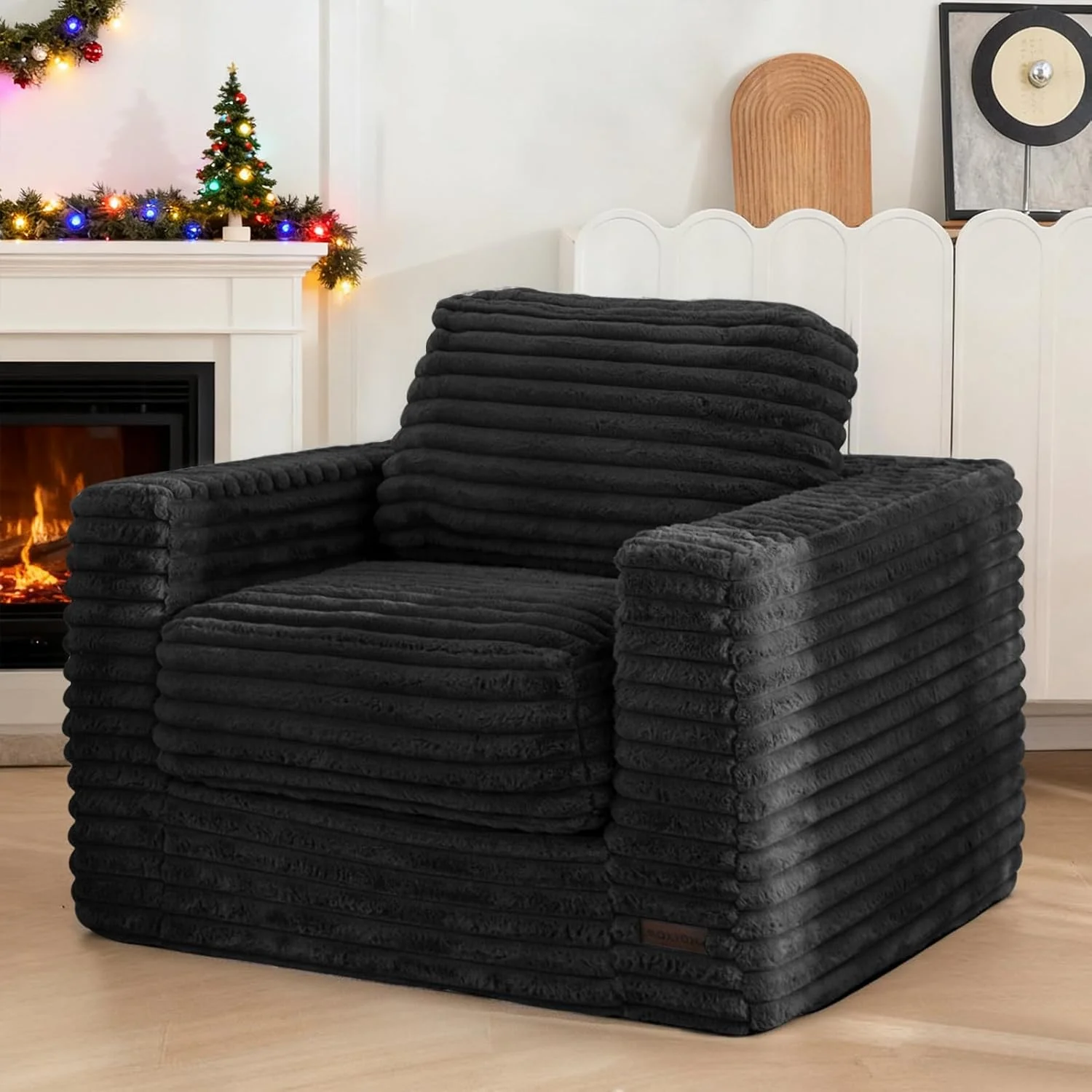 MAXYOYO Bean Bag Chair Two-seat Bean Bag Sofa with Pillows Upholstered Loveseat Floor Sofa