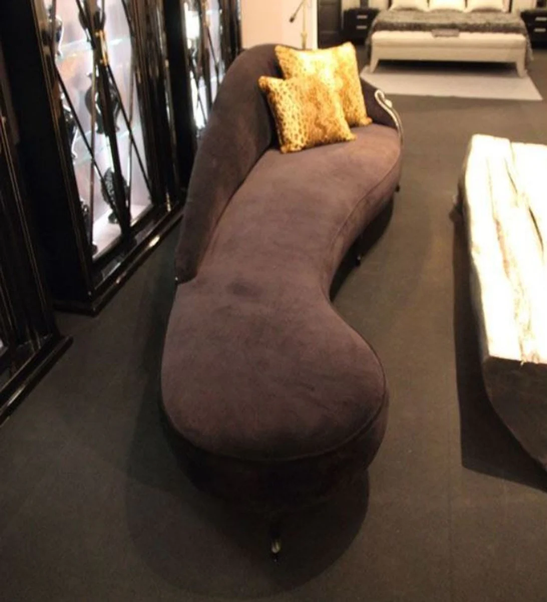 Luxury Baroque velvet chaise longue black 300 x 90 x H. 94 cm - Curved solid wood chaise longue with elegant velvet fabric - Baroque furniture - Luxury quality