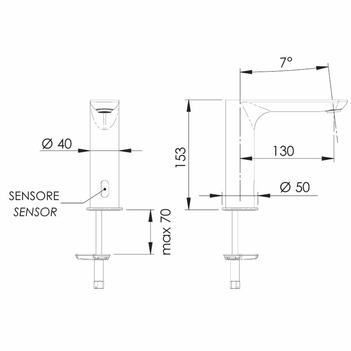 Luxury washbasin fitting silver H. 15.3 cm - electric with sensor