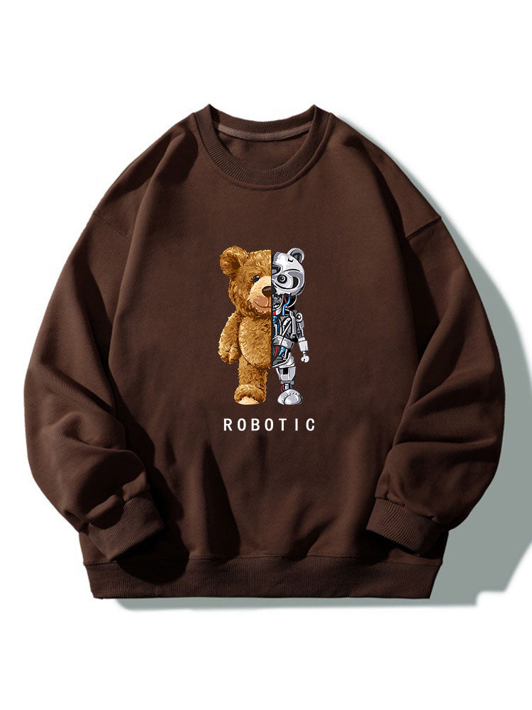Robot Bear Crew Neck Relaxed Sweatshirt