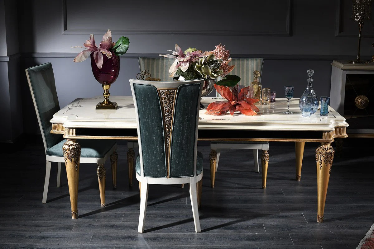 Luxury Baroque Living Room & Dining Room Set Turquoise / White / Gold - Baroque Furniture