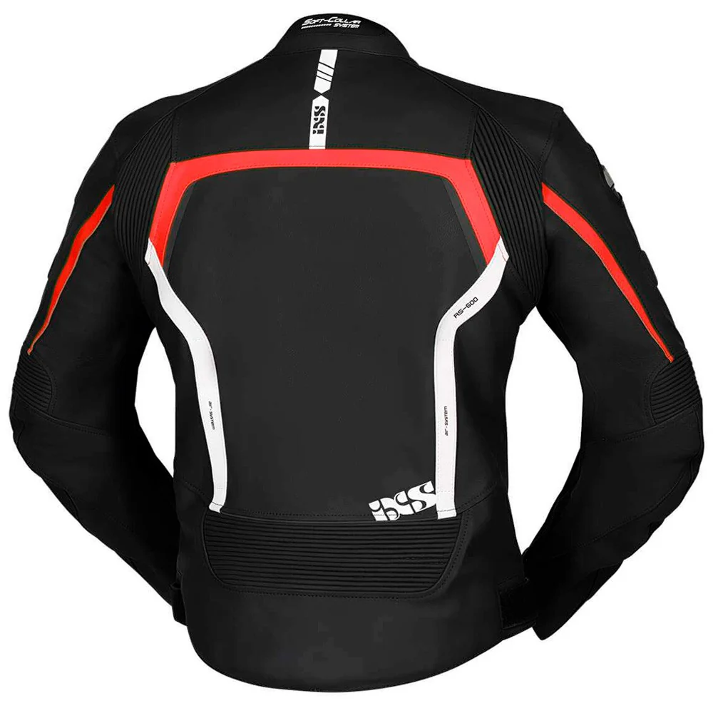 CHAQUETA PIEL IXS LD RS-600 1.0 - NEGRO / ROJO / BLANCO