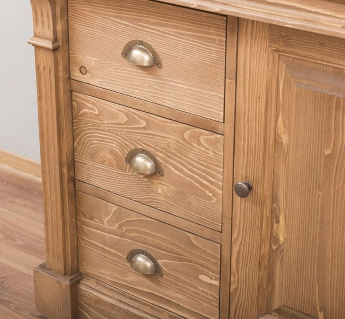 Country house style bathroom set natural colors / white - 1 washbasin & 1 wall mirror - solid wood bathroom furniture in country house style