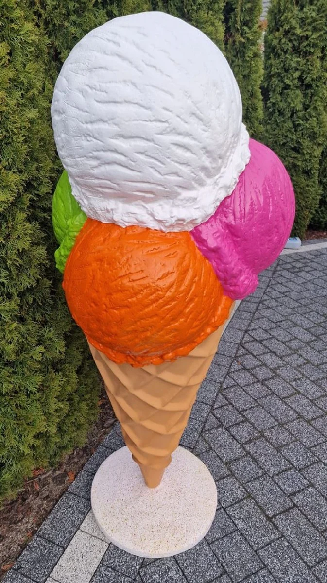 Luxury decorative ice cream in a cone multicolored H. 185 cm - Large decorative ice cream - Weatherproof XXL decorative ice cream - Restaurant decoration - Gastronomy decoration - Ice cream parlor decoration
