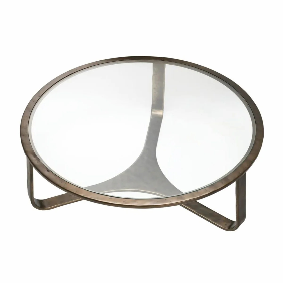 Luxury aluminum coffee table with glass top bronze Ø 102 cm - living room furniture