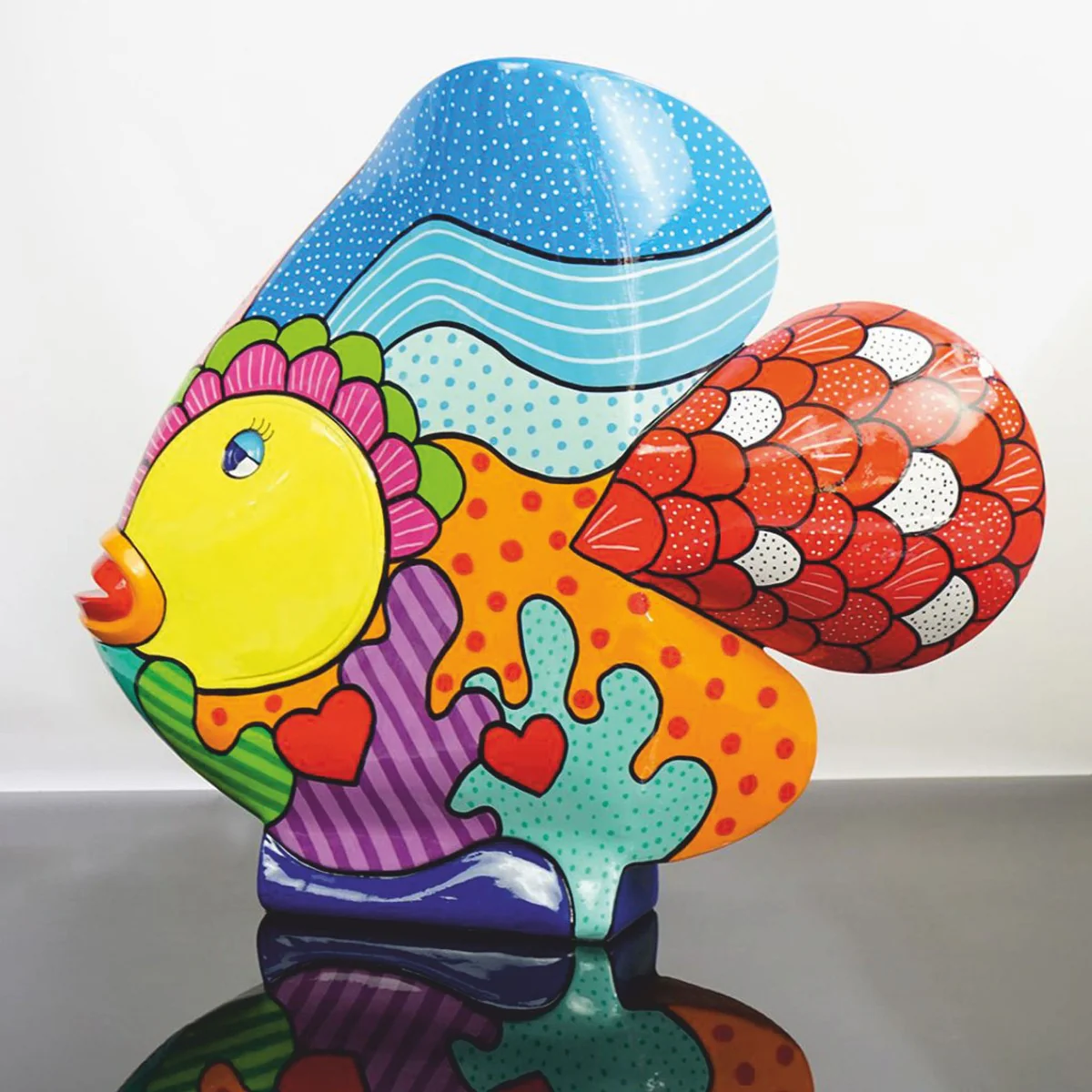 XXL decorative sculpture fish colorful H. 110 cm - decorative figure