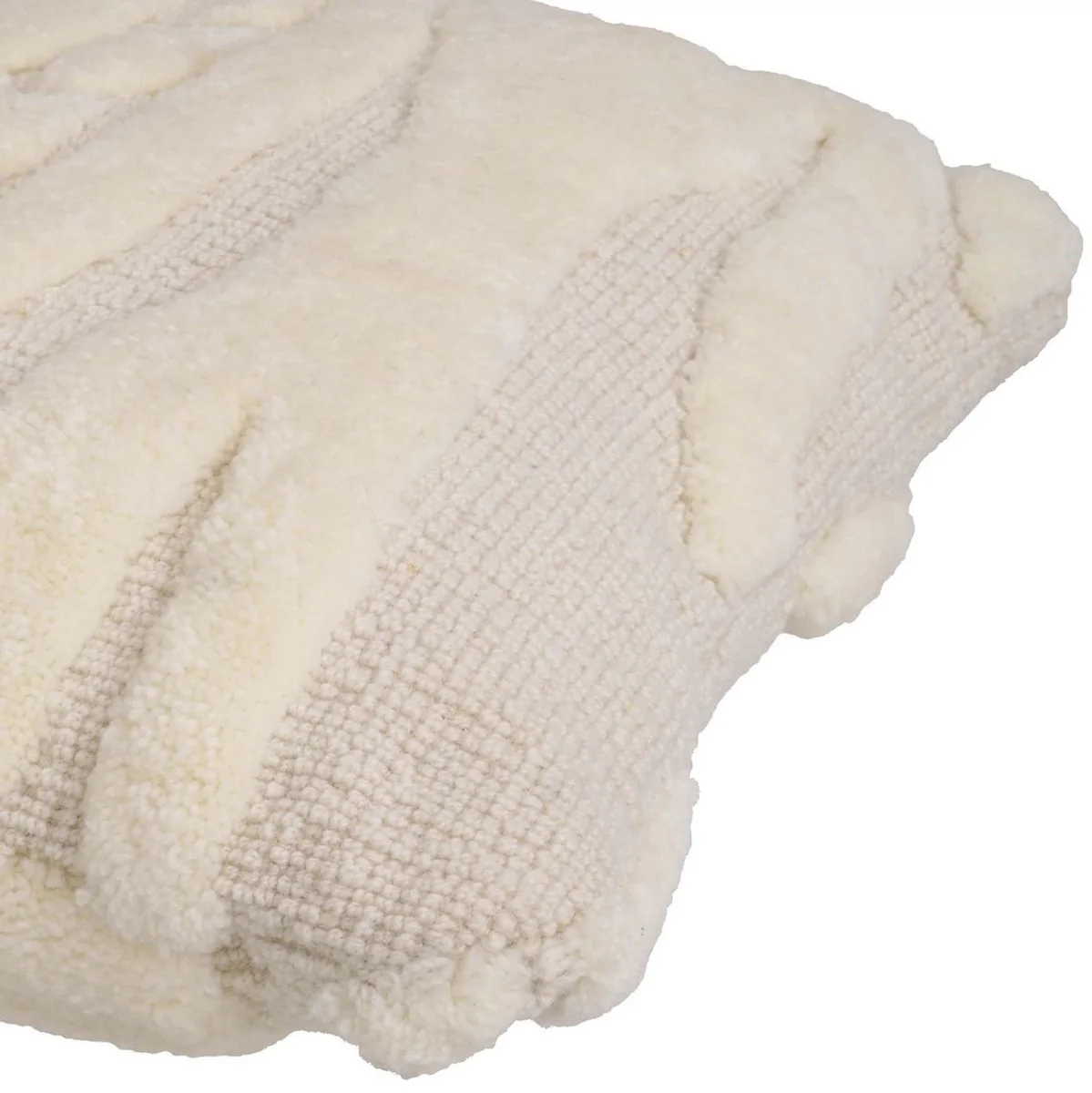 Luxury cushion ivory 60 x 60 cm - Handwoven decorative wool cushion - Square decorative cushion - Living room decoration - Luxury decorative accessories