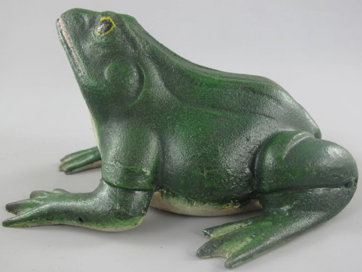 Decorative sculpture frog green 18 x 16 x H. 11 cm - Decorative metal figure - Garden sculpture - Patio sculpture - Garden & patio decoration accessories