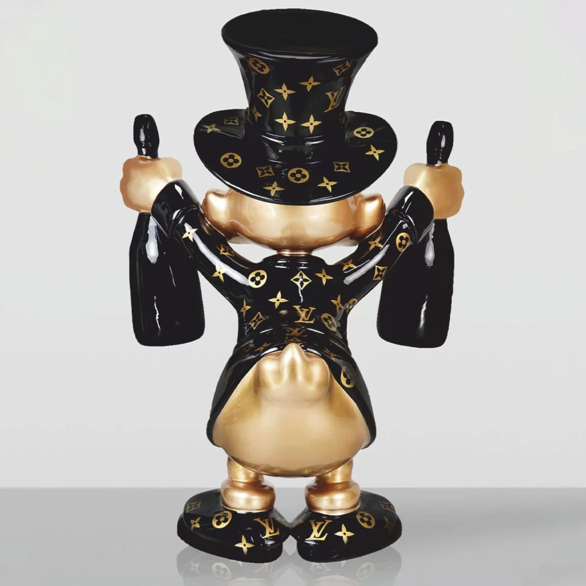 XXL decorative sculpture duck black / gold H. 170 cm - large decorative figure