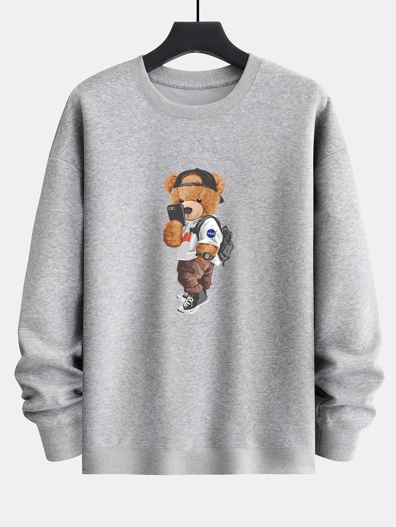 Selfie Bear Print Relax Fit Sweatshirt