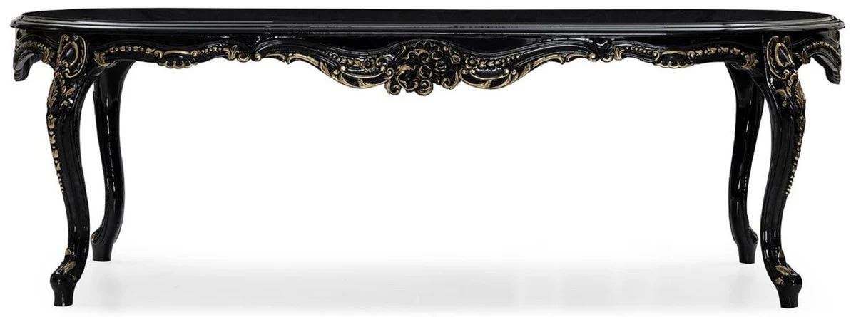 Luxury baroque dining table black / gold - magnificent baroque style kitchen table - luxury dining room furniture in baroque style - baroque dining room furniture - baroque furnishings
