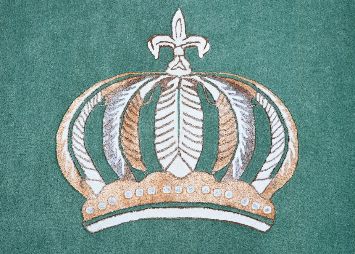 Round Pompöös by Luxury Baroque Carpet Crown by Harald Glööckler Green / White / Brown Ø 300 cm