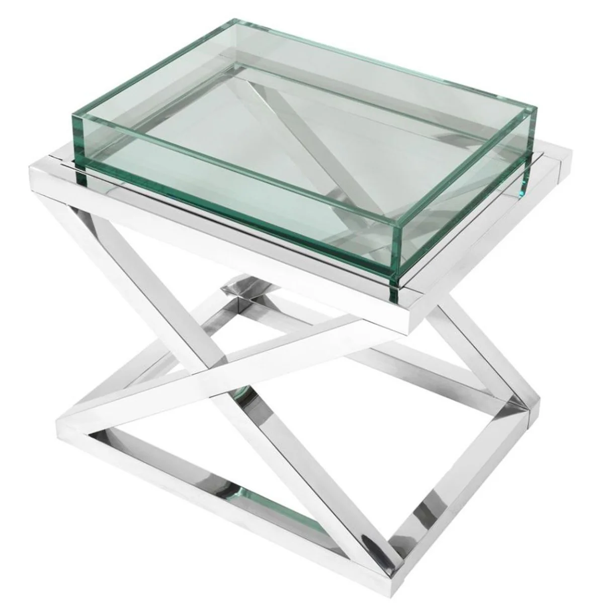 Designer side table silver 61 x 48 x H. 58.5 cm - luxury hotel furniture
