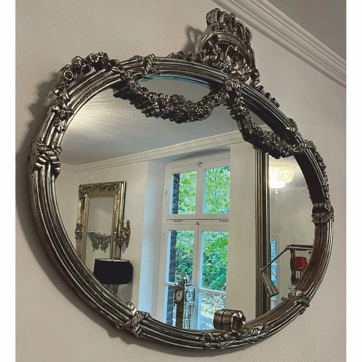 Pompöös by Baroque mirror antique silver 123 cm - Harald Glööckler Baroque furniture