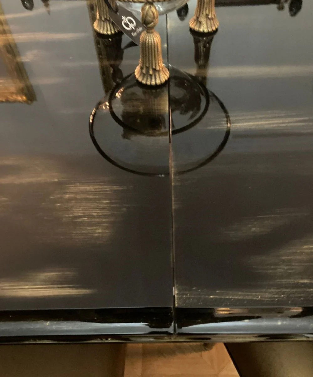 Luxury Baroque Dining Table Black / Gold - Extendable Solid Wood Dining Room Table - Luxury Dining Room Furniture in Baroque Style - Baroque Furniture - Noble & Magnificent