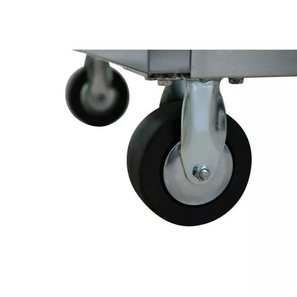 52 IN. W 5-DRAWER 1-DOOR, DEEP TOOL CHEST MOBILE WORKBENCH IN STAINLESS STEEL WITH HARDWOOD TOP