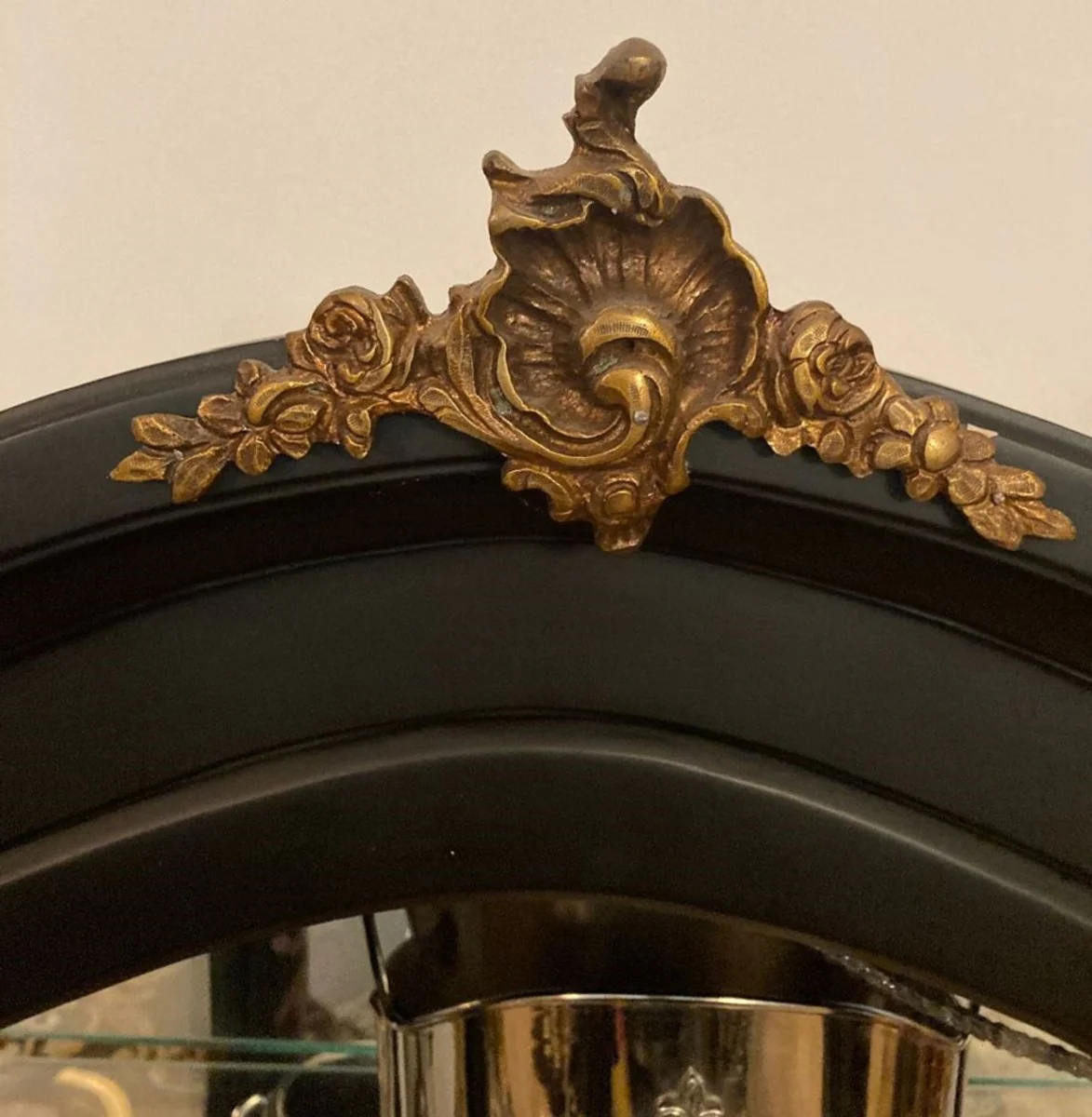 Baroque display cabinet black / multicolored / gold / brass - handmade solid wood display cabinet with glass door and 2 drawers - baroque furniture