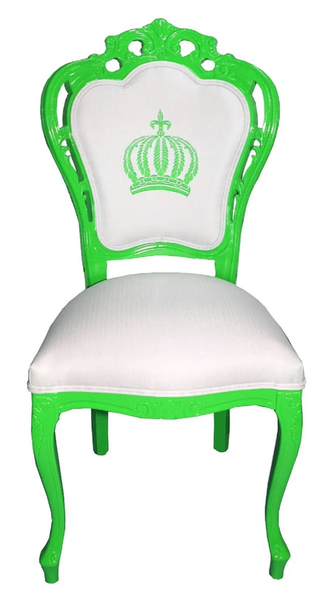 Pompöös by Luxury Baroque Dining Room Chairs White / Green - Pompöös Baroque Chairs designed by Harald Glööckler - 6 Dining Room Chairs - Baroque Dining Room Furniture