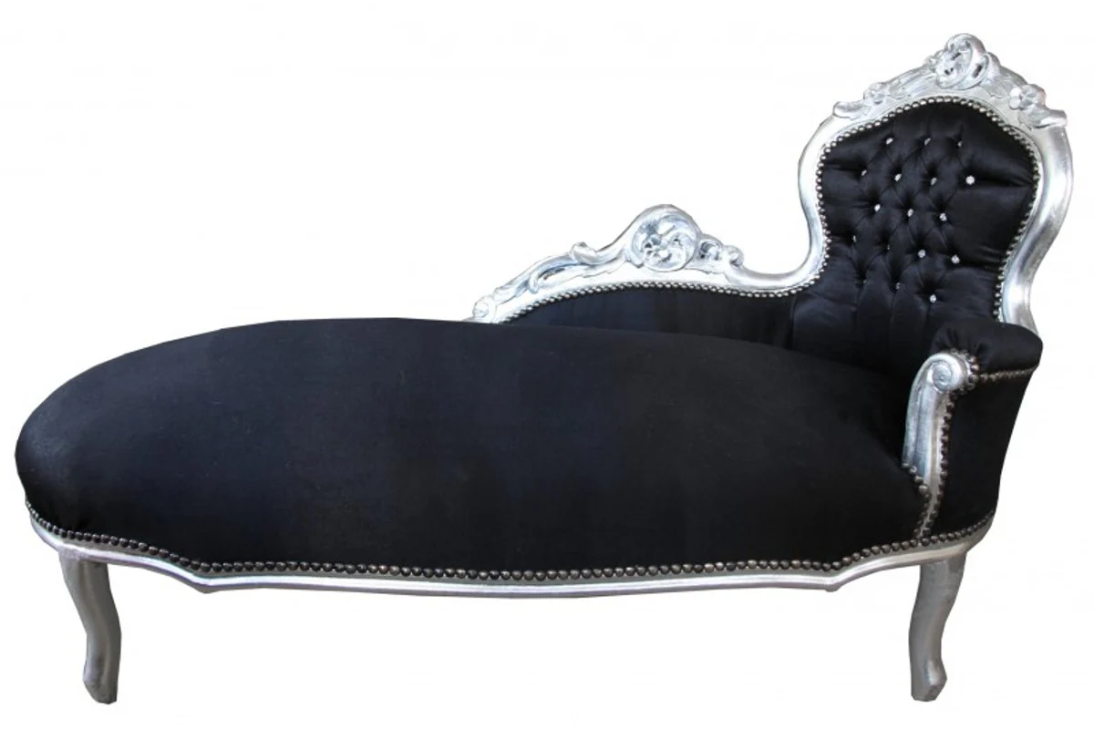 Baroque chaise longue King black/silver with bling bling glitter stones