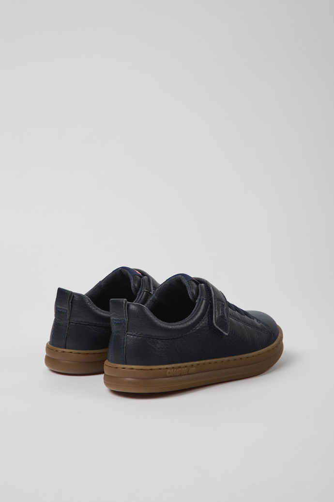 Runner Navy Blue Leather and Fabric Sneakers for Boys