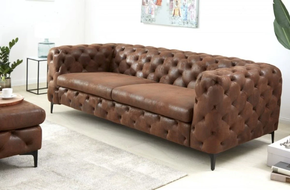 Chesterfield living room sofa antique brown 240 x 97 x H. 73 cm - Chesterfield living room furniture
