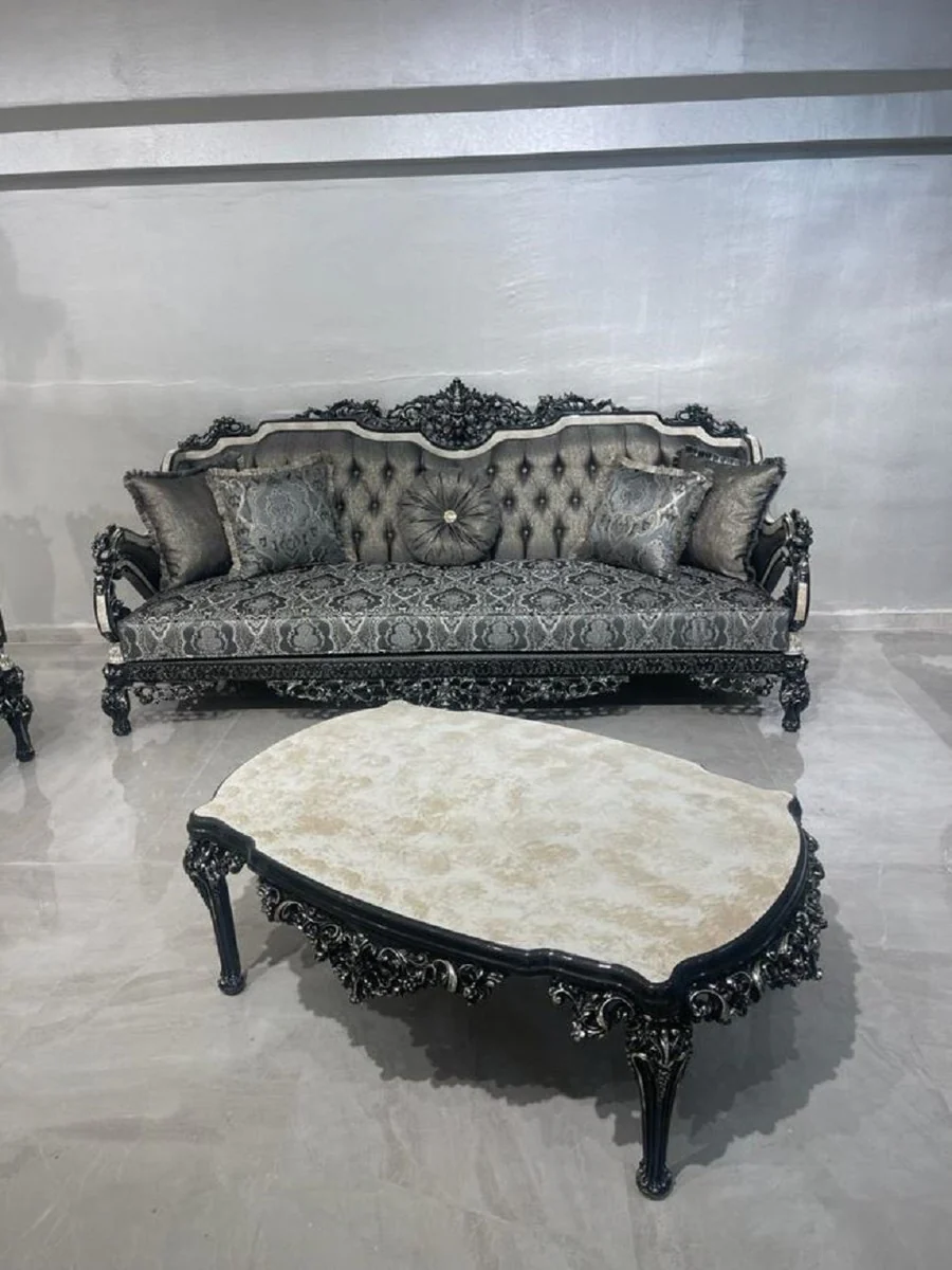 Luxury baroque coffee table white / black / gold - magnificent living room table in baroque style - baroque style living room furniture - baroque furnishings - baroque furniture - luxury furniture in baroque style